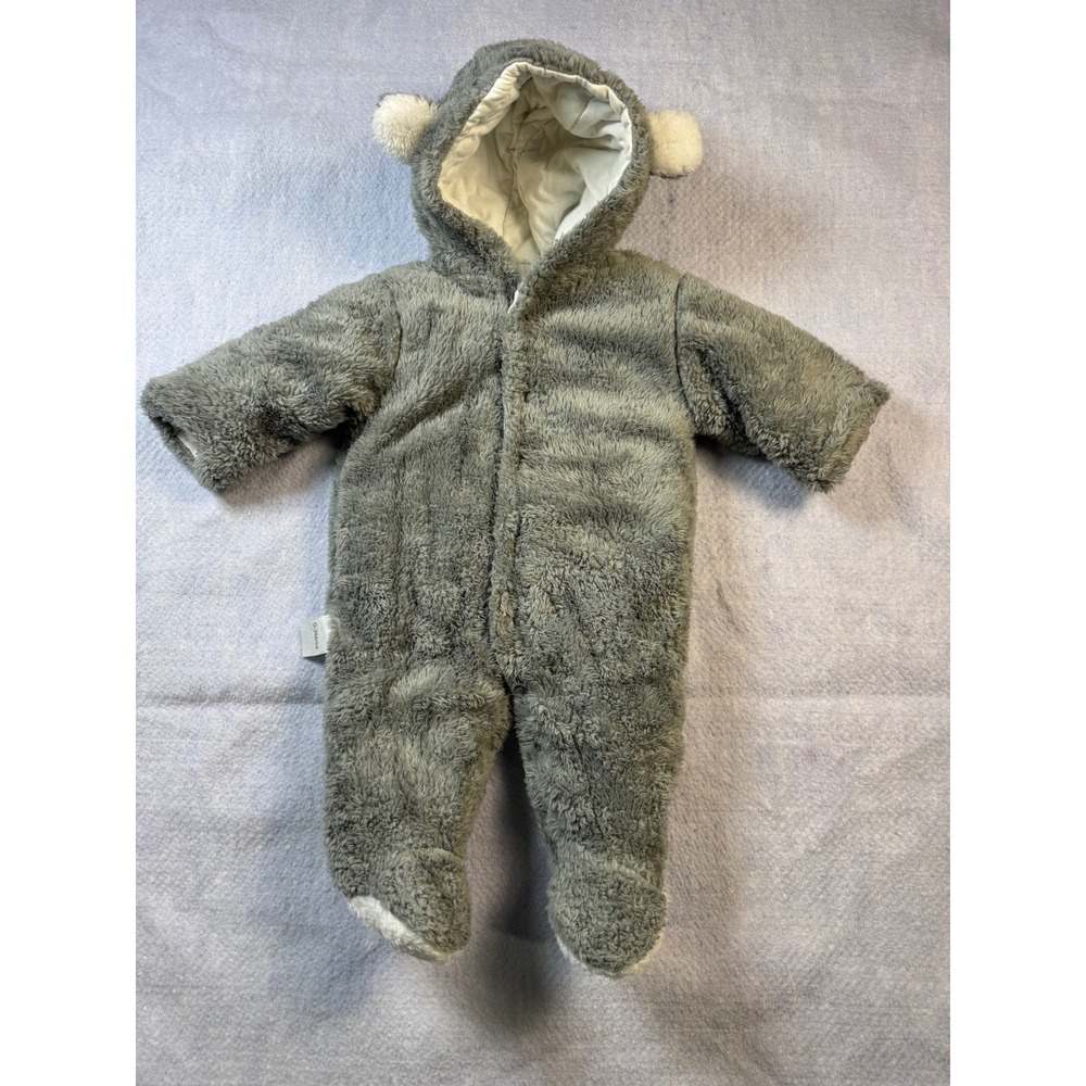 XMWEALTHY Baby Bear Bunting Fleece Pram Suit Grey Hooded Romper 0-3 Months
